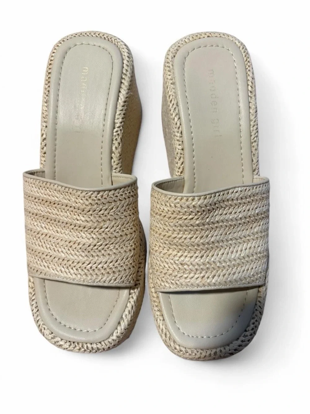Madden Girl Women’s Cream Woven Platform Sandals
